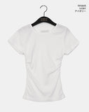 Winkle Side Shirring U-Neck Short Sleeve T-shirt