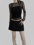 eyelet mini skirt
