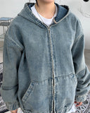 Rieki Washing Denim Hood Zip-Up