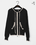 Esha Lace Color Matching Two-Way Knit Hood Zip-Up