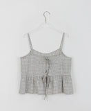 Mirui Ribbon Check Shirring Layered Sleeveless Bustier