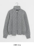 Hilpun Dot Wool Knit Cardigan Muffler Set