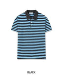 Summer Terry Stripe Collared Short Sleeve Tee