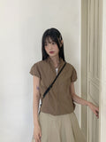 Caco Nylon Puff Crop Short Sleeve Windbreaker Zip-up