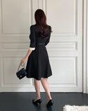 Syubel Collar Flared One Piece (Belt set)