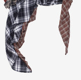 Chena unbalanced check tiered skirt
