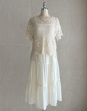 Bwile Crochet Embroidery Knit Wrinkle Sleeveless One Piece Two Piece (Strap Set)