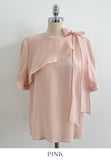Love It Tie Diagonal Frill Puff Blouse