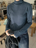 [BAONHAUS] Letini Span Stripe Brushed Turtleneck Tee