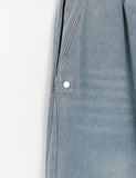 Honkidi Side Snap Banding Wide Denim Pants