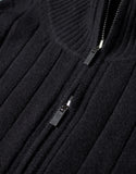 High neck knit zip-up cardigan