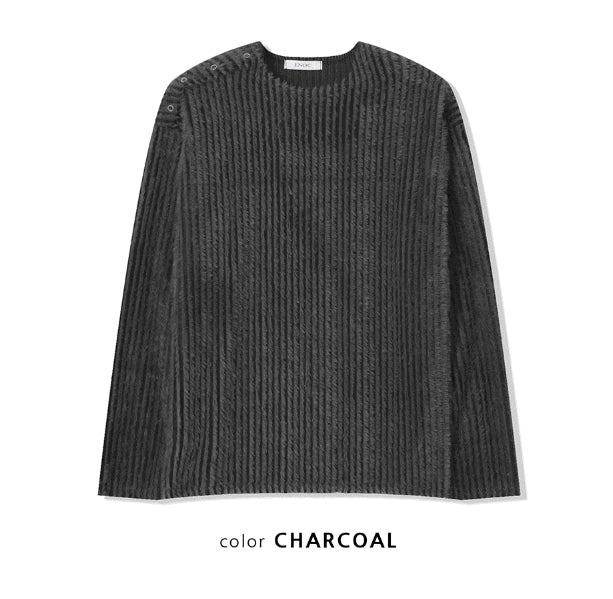 【COSYHARU】Fur stripe snap Tee COSYHARU (コシハル) - ファーストライプスナップTシャツ / Fur