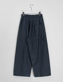 [unisex] Okini Banding Stripe Carpenter Wide Denim Pants