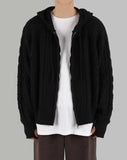 Rope hooded zip up knit