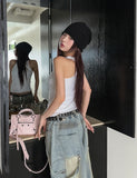 Dirty Washed Keychain Strap Carpenter Denim Pants