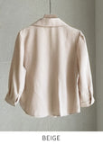 Boybi Collar Pocket Three Quarter Sleeve Jacket Blouse