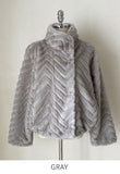 Lumare High-Neck Eco Fur Mink Short Jacket