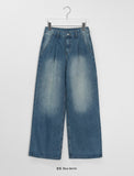Temenki Pin Tuck Wide Denim Pants