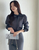 Cielve Satin Tie Blouse