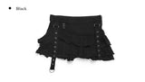 Reno Tiered Pleated Punching Mini Skirt