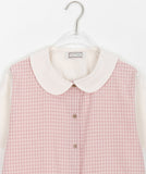 [BAONHAUS] Peurua Check Color Matching Short Sleeve Blouse