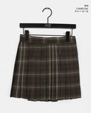[Brushed] Blitz check pleated mini skirt