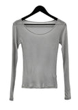 Wool 30% Boat Neck See-Through T-Shirt