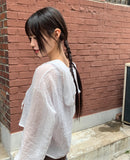Bucker Gauze Linen Hood Long Sleeve Shirt