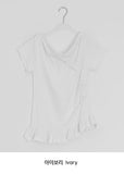 Shima Drape Frill Off-Shoulder Short Sleeve Tee