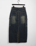 Toku Vintage Washing Cargo Denim Long Skirt