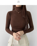 Ribbed Inner Winter Fall Neck Polar Long Sleeve T-shirt