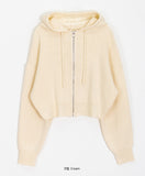 Sitanne Hood Cropped Knit Zip-Up Cardigan
