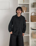 [BAONHAUS] Malbon Check Shirring Collar Blouse