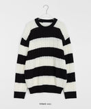 [unisex] Tomie cable stripe over knit