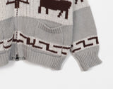 Dumong Deer Nordic Overfit Two-Way Knit Zip-Up Cardigan