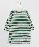 [unisex] Hudend Stripe Collar Over Short Sleeve Tee