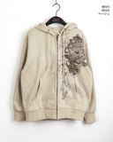 [Lining Brushed] Y2K Printed Hooded Zip-Up