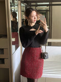 Speth Pearl Tweed A-Line Mini Skirt
