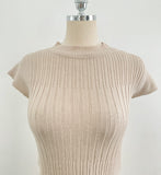 [Two-piece Set] Soche Ribbed Cap Knit Chiffon Skirt Set (Belt Set)