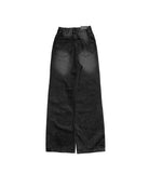Eti Two Button Black Denim Wide Pants