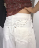 Celto Angel Wings Embroidery Wide Pants