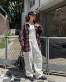 Nunt pintuck stitch wide cotton pants