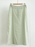 Color Matching Layered Slit Long Skirt