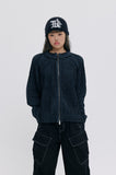 TWO TONE HEAVY KNIT ZIP UP