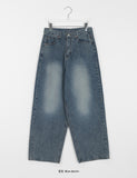 Vamoni Stripe Ribbed Washing Wide Denim Pants