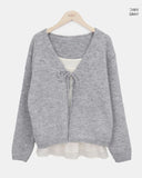 Peron Layered Knit Bolero Cardigan Sleeveless Set