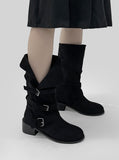 1143 Fold Suede Mid Boots (5cm)