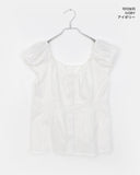 [Bag set] Rufus check cap sleeve shirring blouse