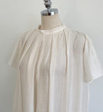 Ringo Pintuck Back Ribbon Short Sleeve Blouse