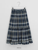 Tanview Check Tiered Banding Long Skirt